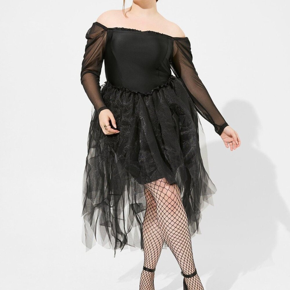 ❤️NWT TORRID WITCH HALLOWEEN MESH COSTUME DRESS OFF SHOULDER - PLUS SIZE